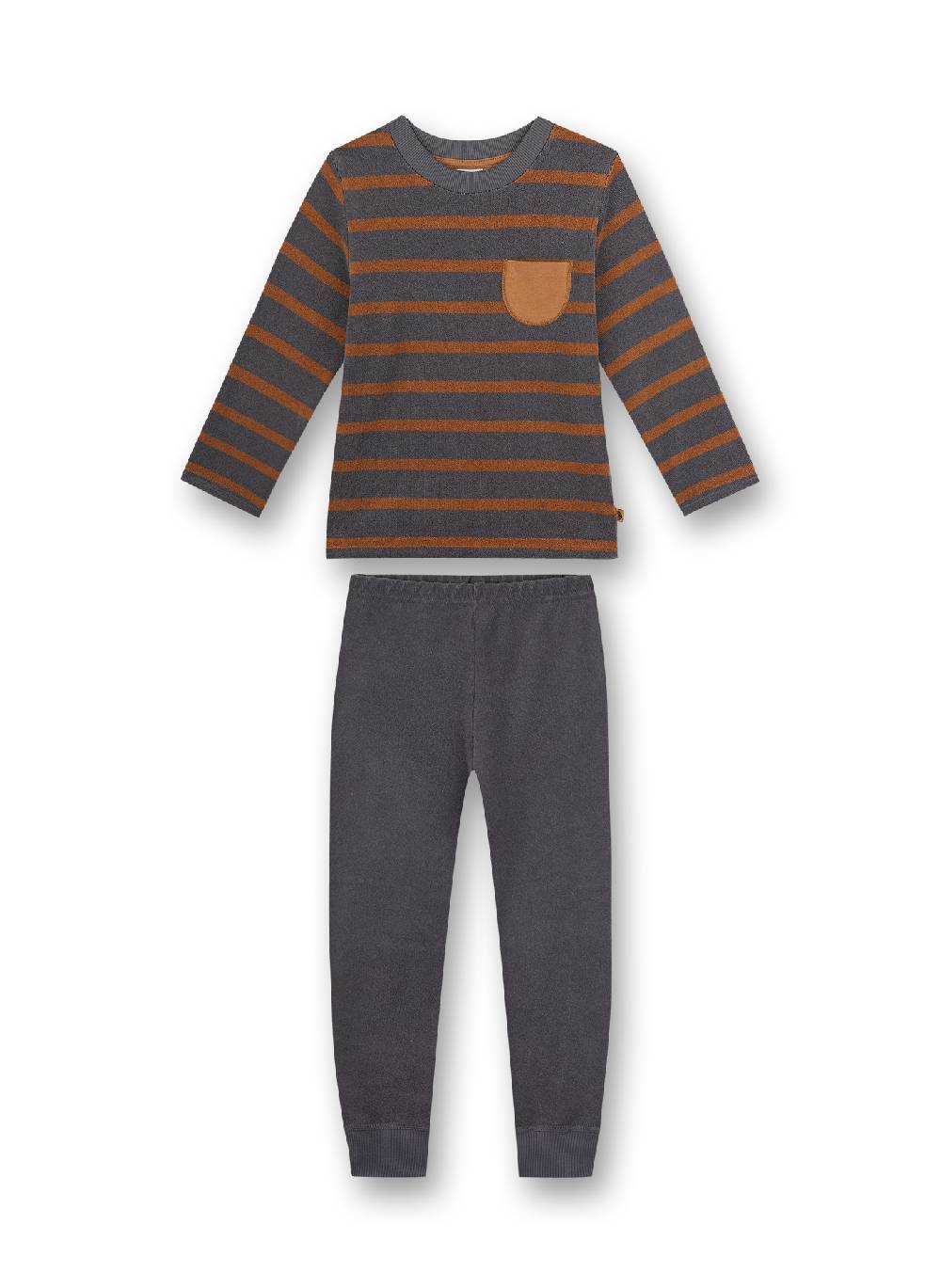Sanetta Jungen-Schlafanzug Dunkelgrau Ringel Bear