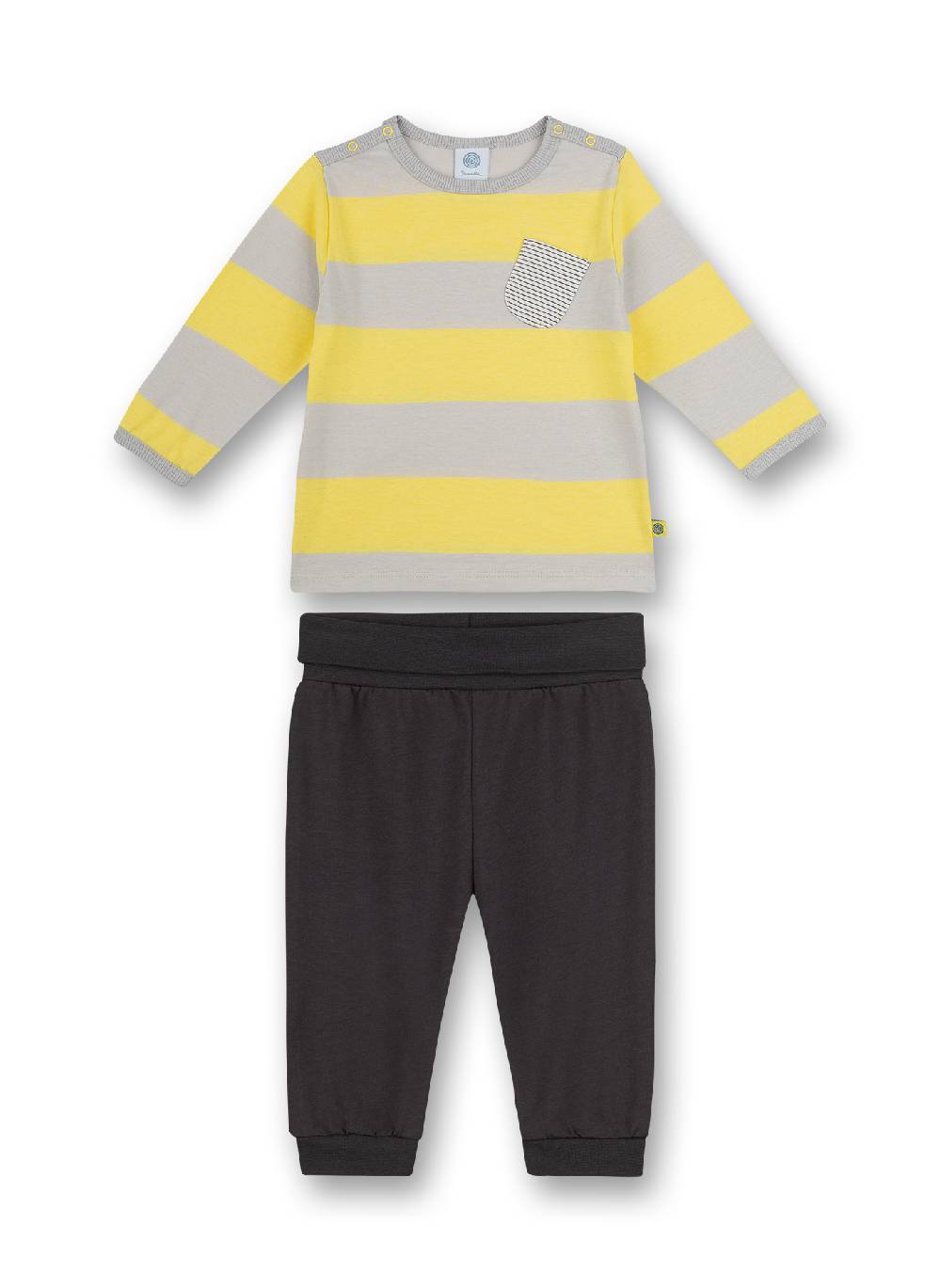 Sanetta Jungen-Schlafanzug Gelb Ringel Wal