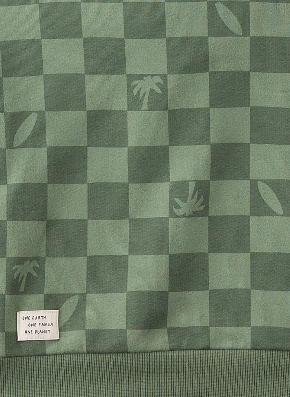 Sanetta Jungen-Sweatshirt Mit Kapuze Grün Karriert