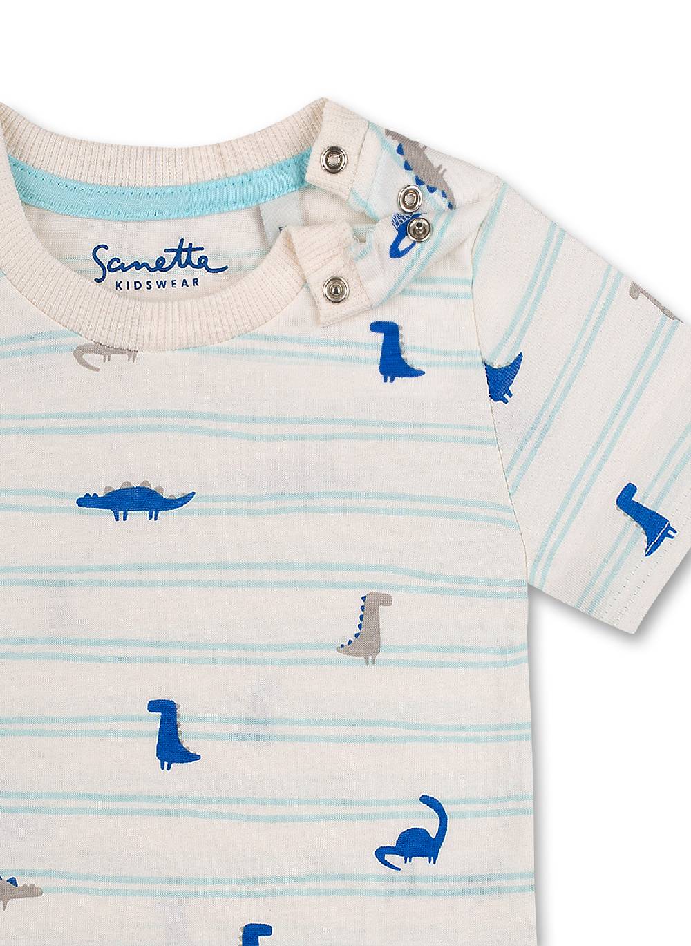 Sanetta Jungen T-Shirt Off-White Ringel Dino