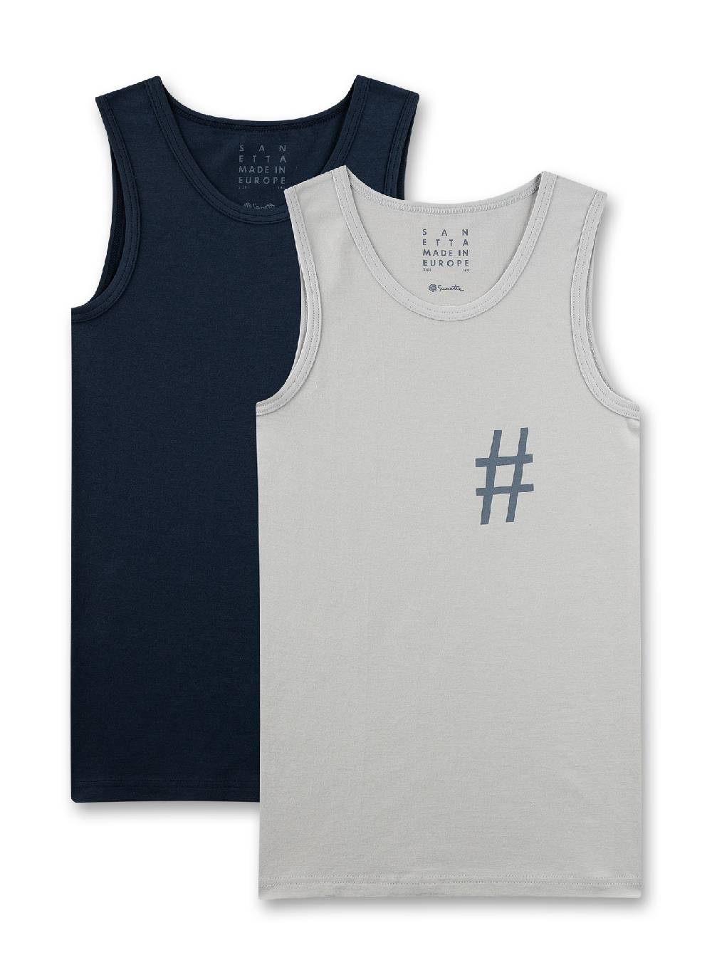 Sanetta Jungen-Unterhemd (Doppelpack) Hellgrau & Blau