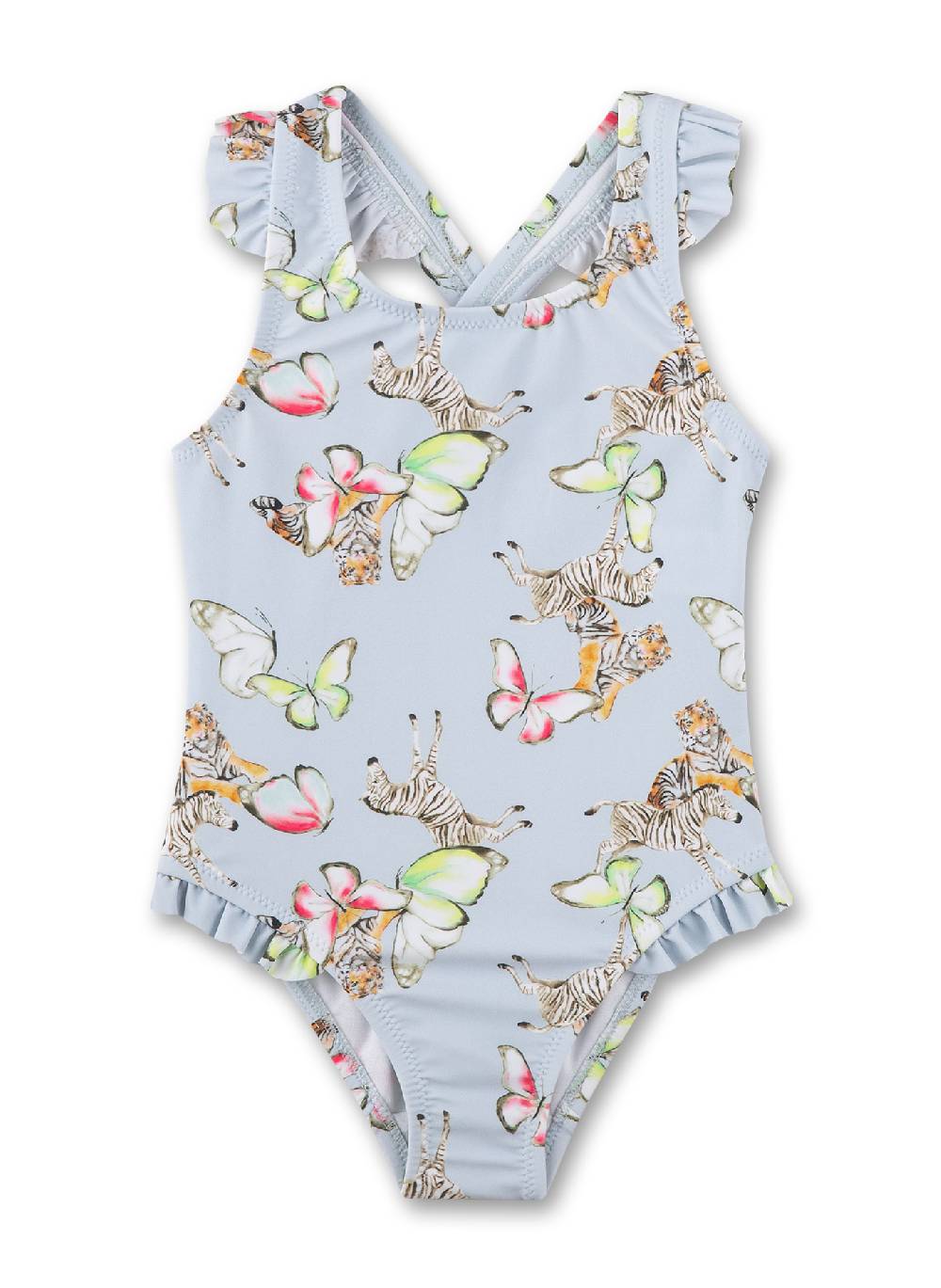 Sanetta Mädchen-Badeanzug mit Rüschen Blau