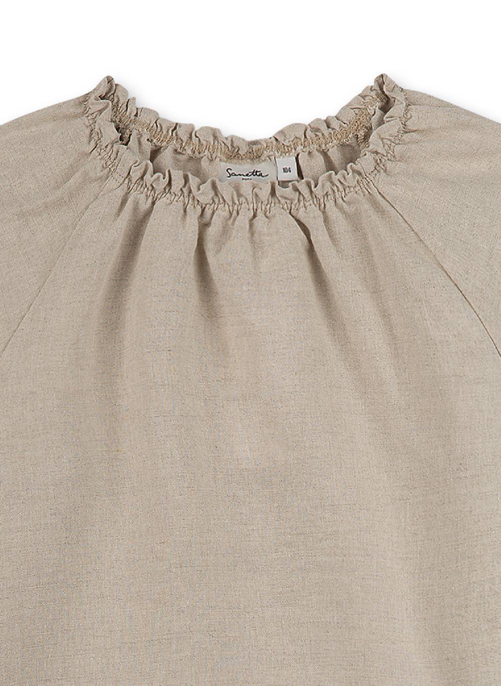 Sanetta Mädchen-Bluse Aus Leinen Beige