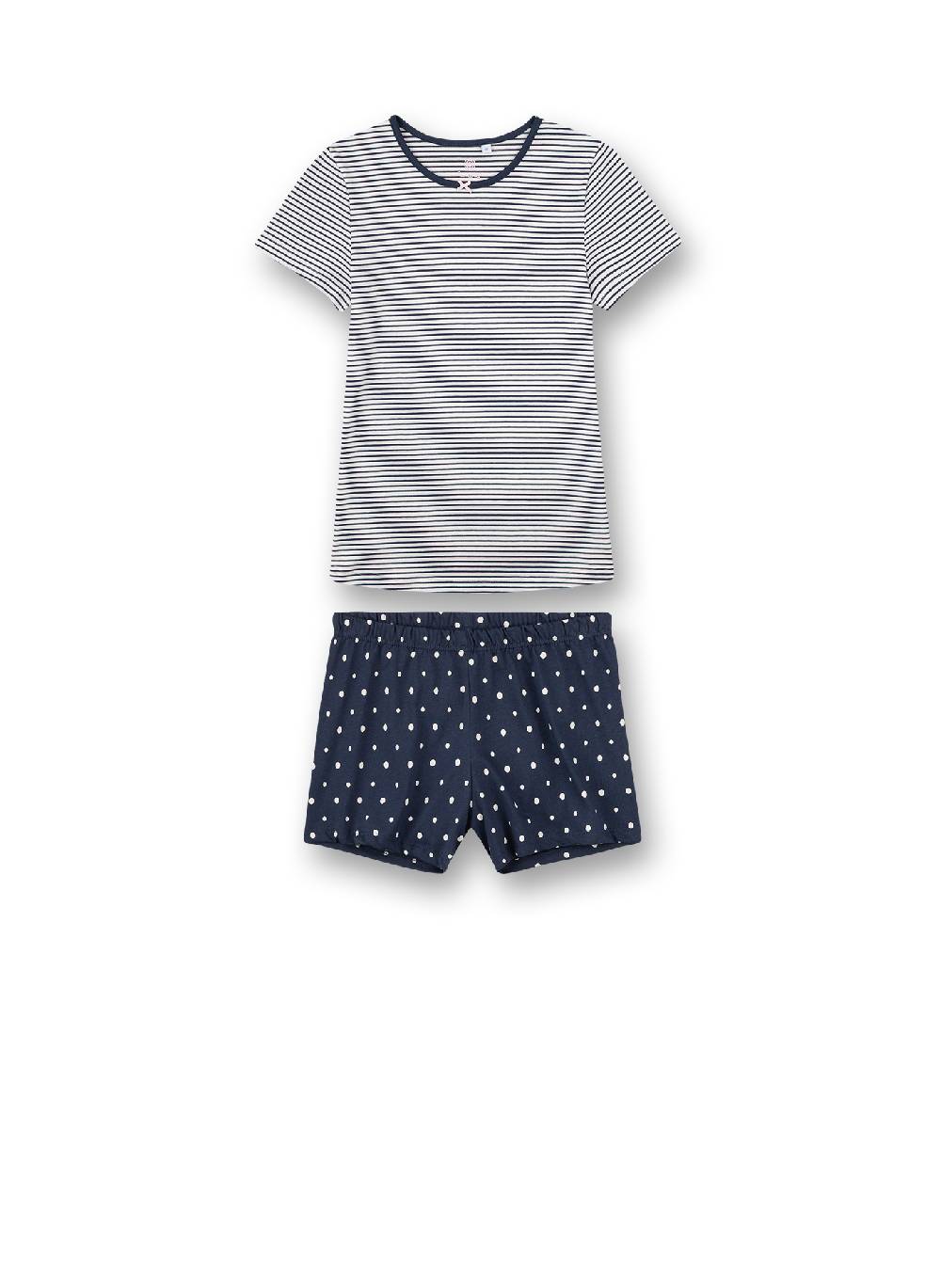 Sanetta Mädchen-Schlafanzug kurz Dunkelblau Ringel