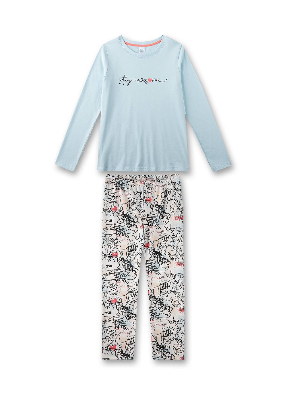 Sanetta Mädchen-Schlafanzug lang Hellblau