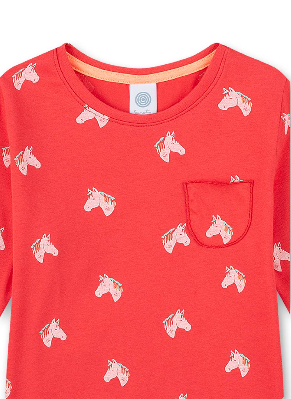 Sanetta Mädchen-Schlafanzug Lang Rot Happy Horse