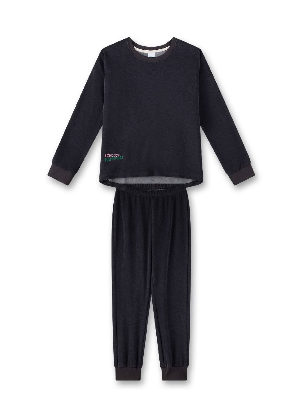 Sanetta Mädchen-Schlafanzug Schwarz aus Frottee