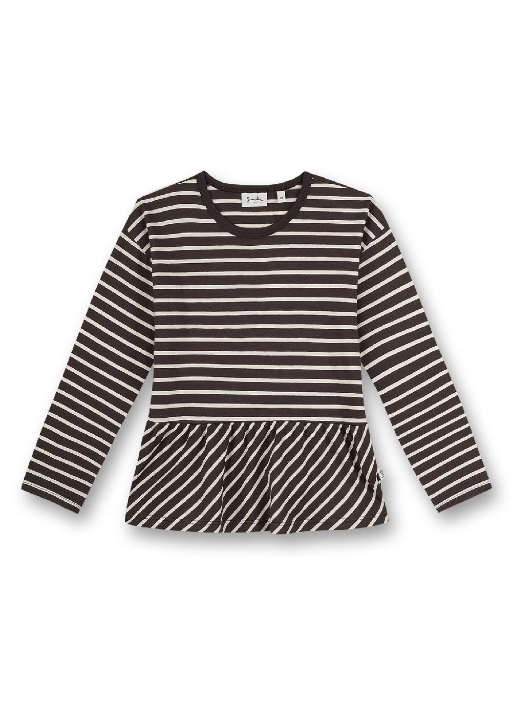 Sanetta Mädchen-Shirt langarm Dunkelbraun Ringel