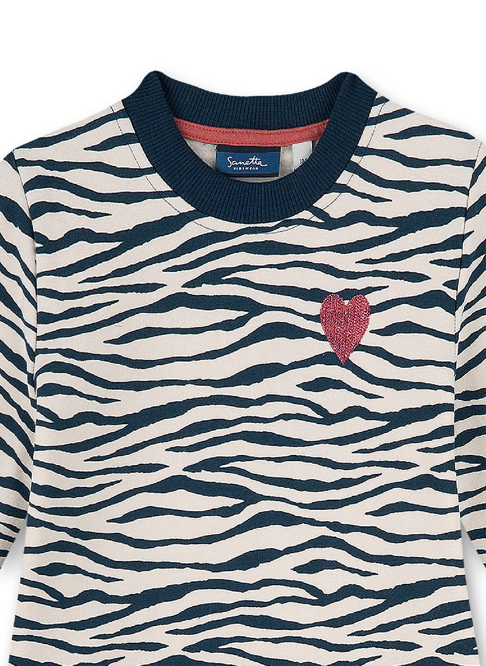 Sanetta Mädchen-Sweatkleid Dunkelblau Crazy Zebra
