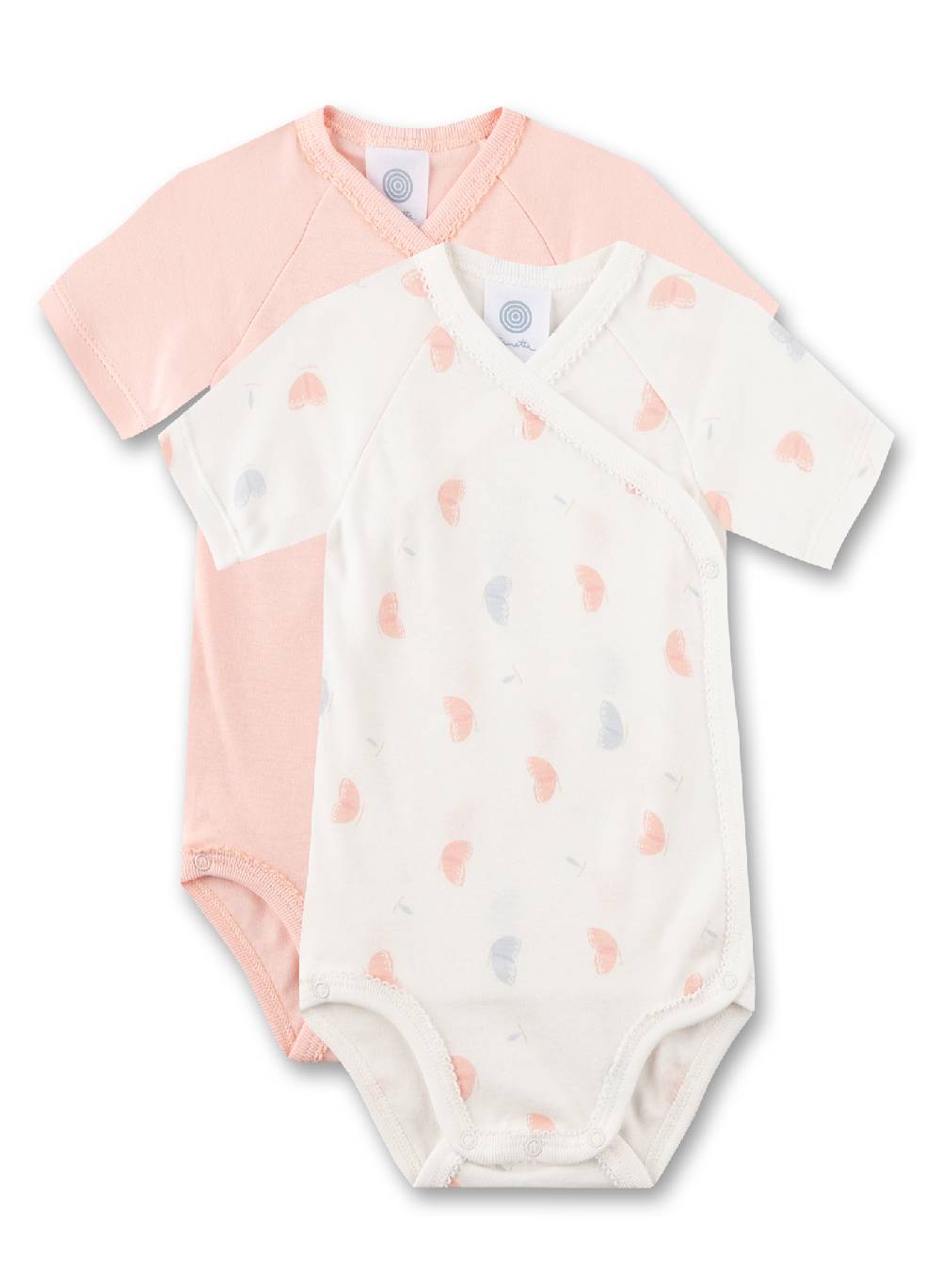 Sanetta Wickelbody halbarm (Doppelpack) Off-White & Rosa