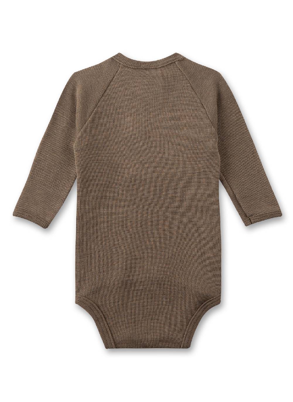 Sanetta Wickelbody Langarm Beige Aus Merino-Wolle & Seide
