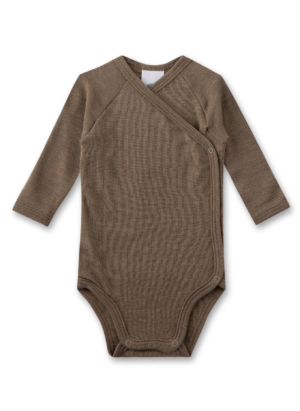 Sanetta Wickelbody langarm Beige aus Merino-Wolle & Seide