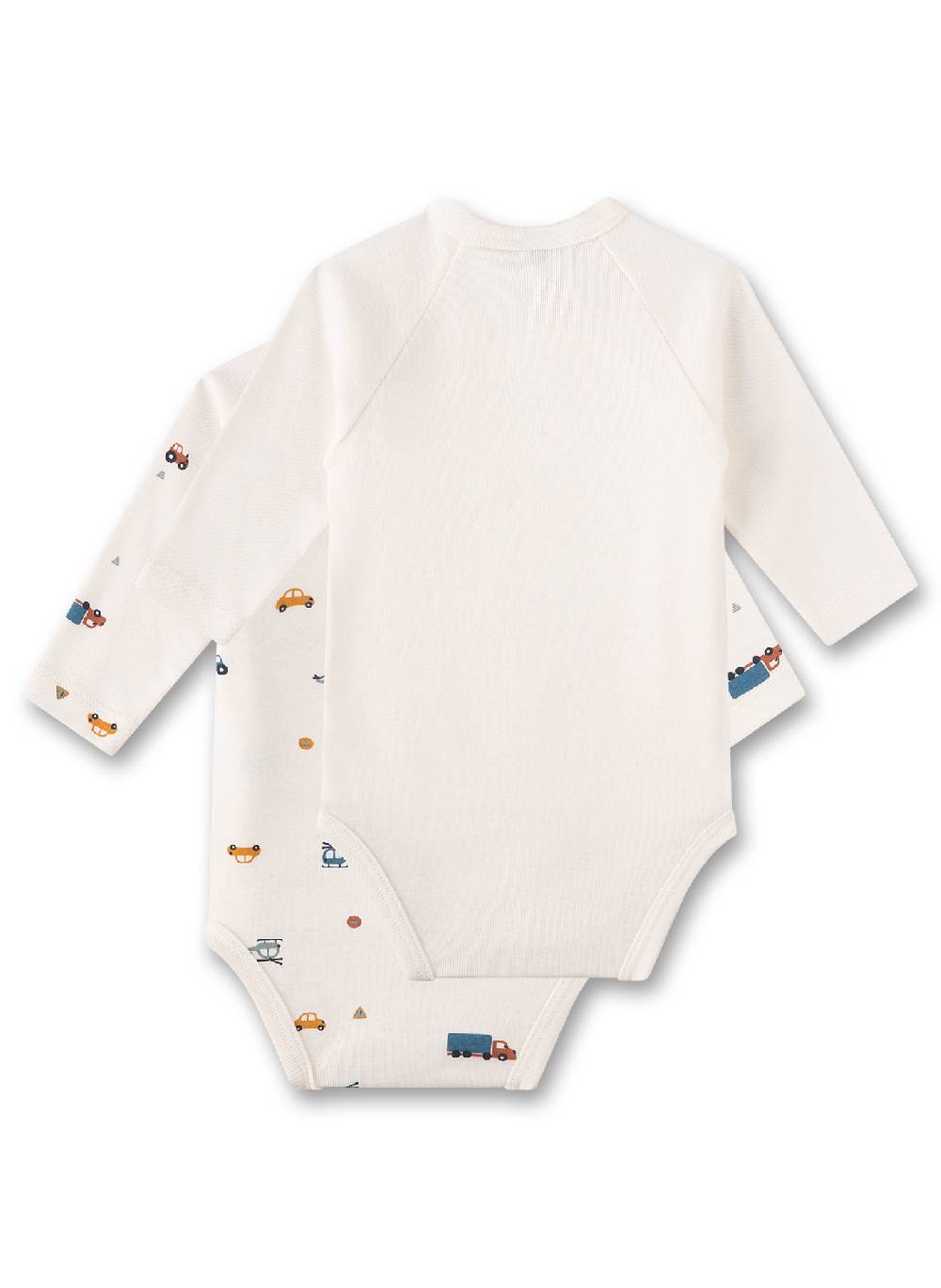 Sanetta Wickelbody Langarm (Doppelpack) Beige Und Beige Mit Fahrzeugen