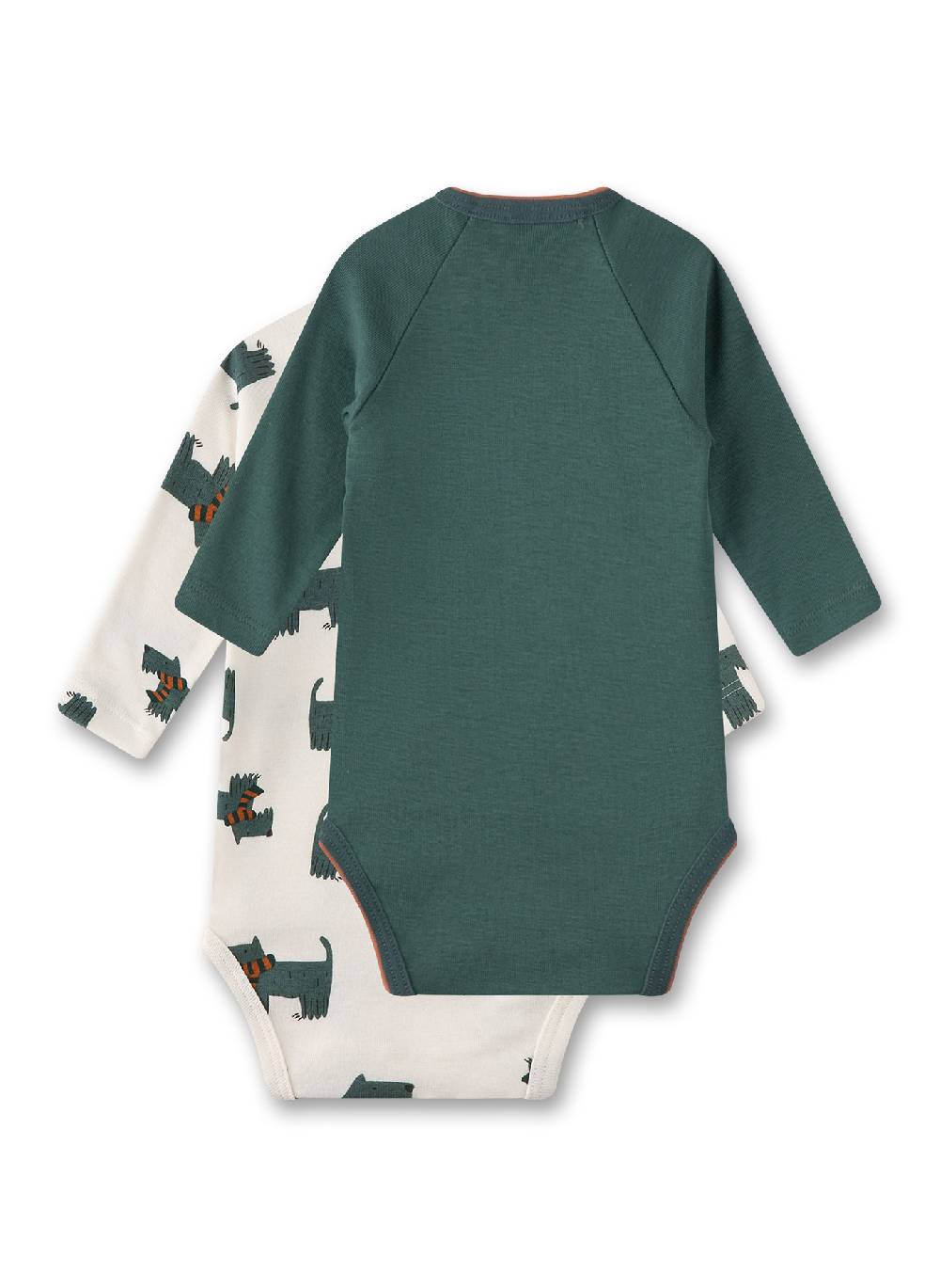 Sanetta Wickelbody Langarm (Doppelpack) Off-White & Grün