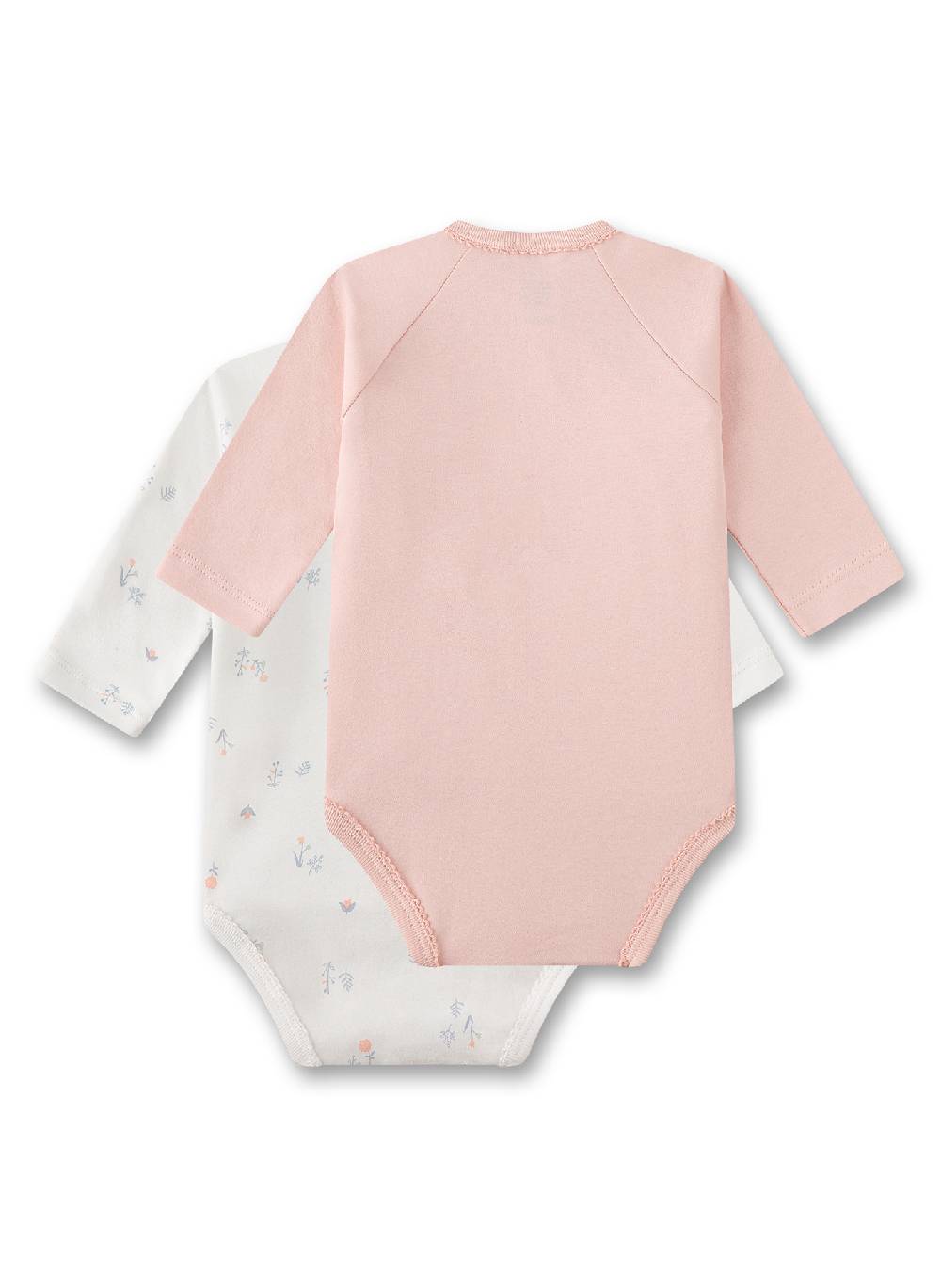 Sanetta Wickelbody Langarm (Doppelpack) Rosa Und Weiß Mit Blumen