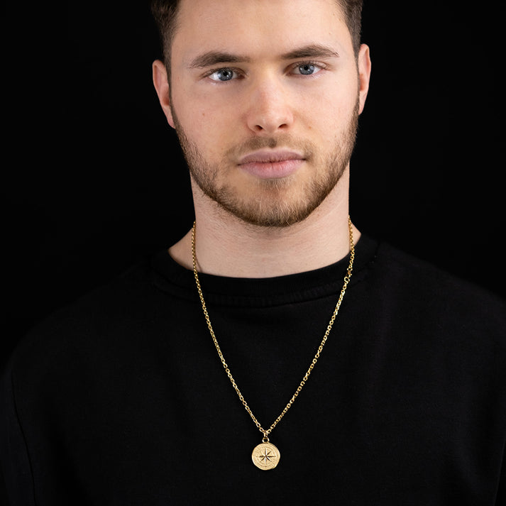 Save Brave Ankerkette Mit Anhänger Polarkompass - Polarstern Gold