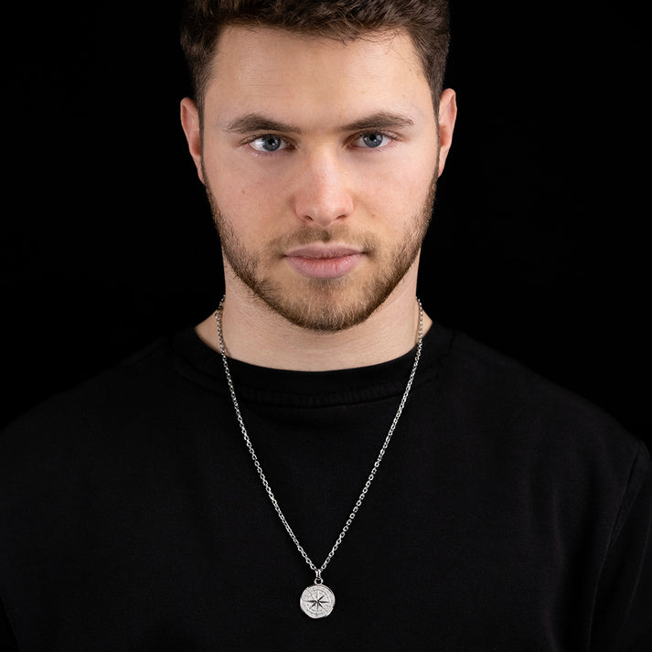 Save Brave Ankerkette Mit Anhänger Polarkompass - Polarstern Silber