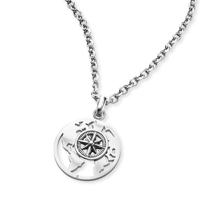 Save Brave Ankerkette mit Anhänger Worldkompass - Farbe Silber