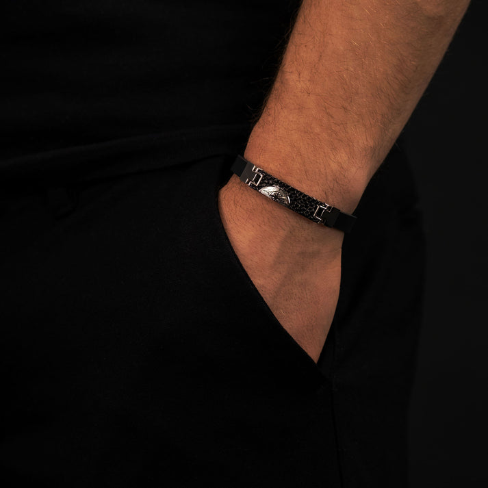 Save Brave Armband Havanna BK Aus Kautschuk & Edelstahl