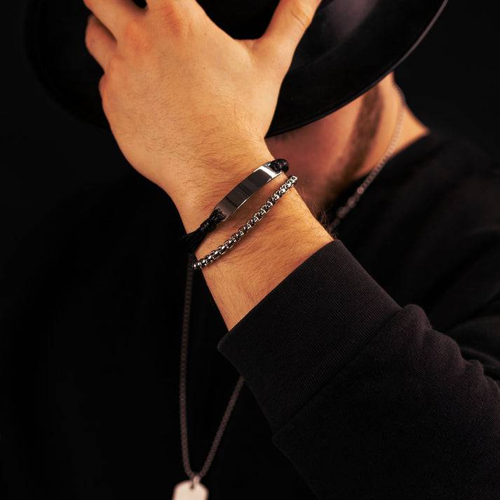 Save Brave Doppeltes Armband Oliver Aus Edelstahl & Leder