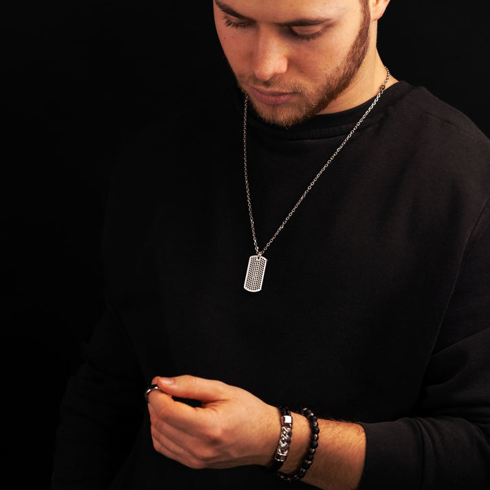 Save Brave Doppeltes Lederarmband Frank Mit Schwarzen Zirkoniasteinen