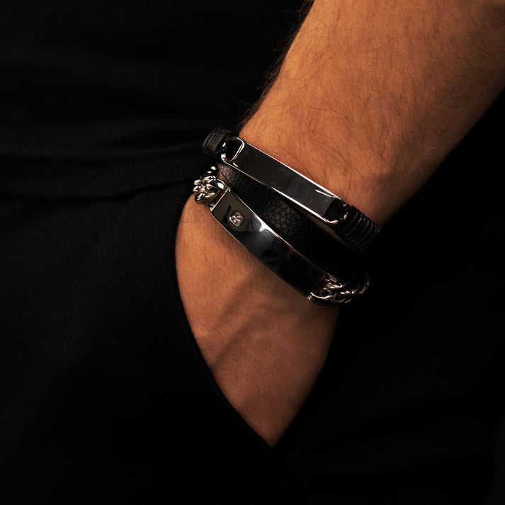 Save Brave Doppeltes Lederarmband Mason Mit Edelstahl