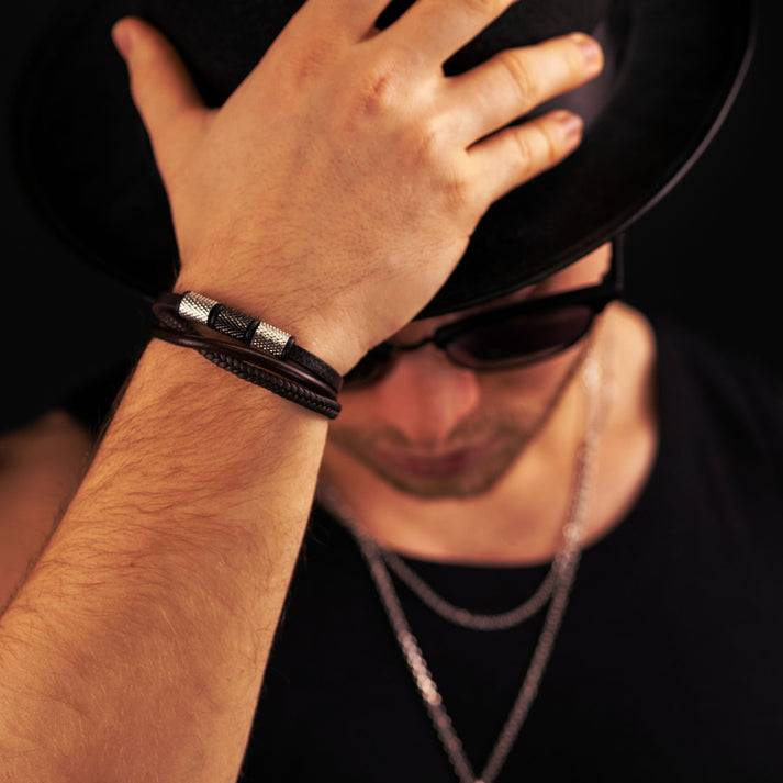 Save Brave Dreifaches Lederarmband Flynn Mit Edelstahl