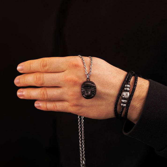 Save Brave Halskette Titus Mit Gorillakopf-Anhänger - Schwarz