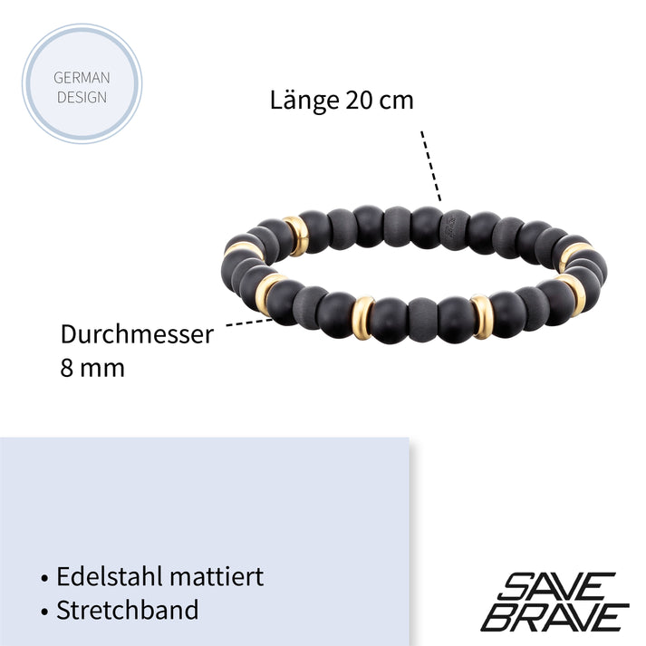 Save Brave Perlenarmband Russell Mit Carbon & Edelstahl