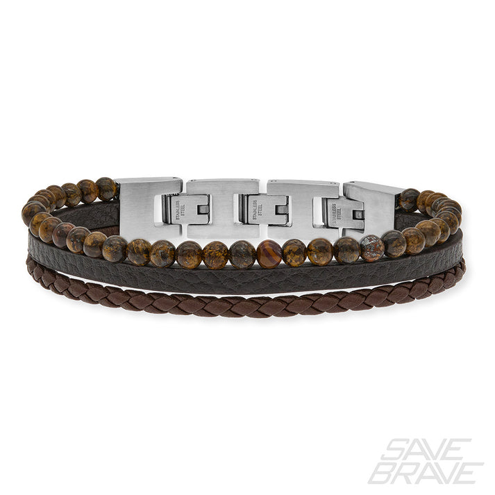 Save Brave Armband Tyler Aus Leder & Onyxperlen