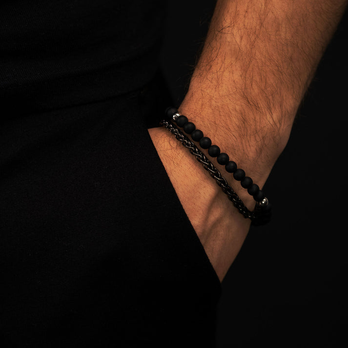 Save Brave Perlenarmband Nico Aus Edelstahl & Onyx