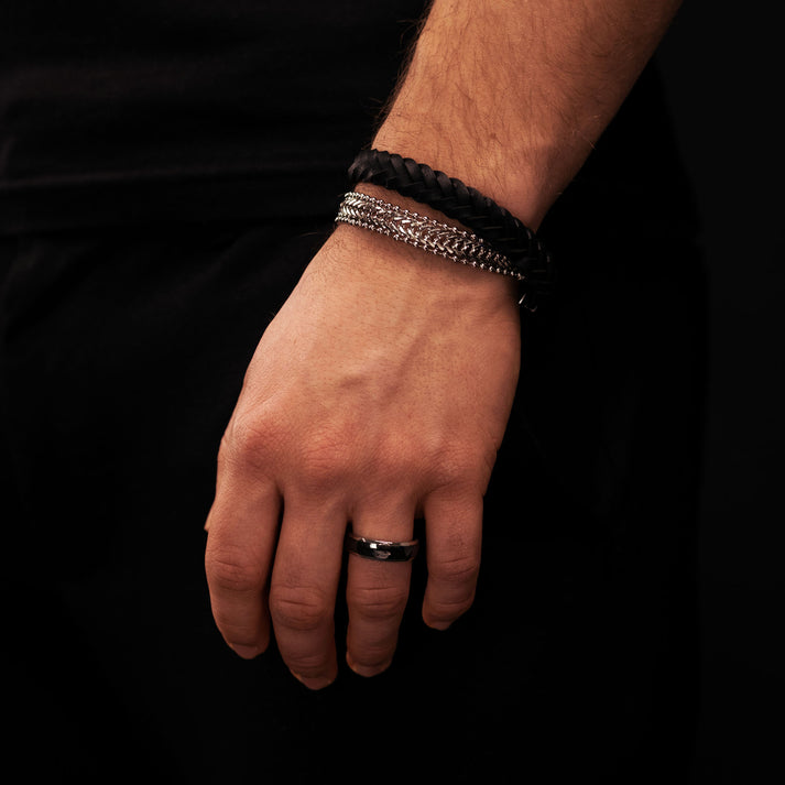 Save Brave Wickelarmband Sean Aus Leder & Edelstahl