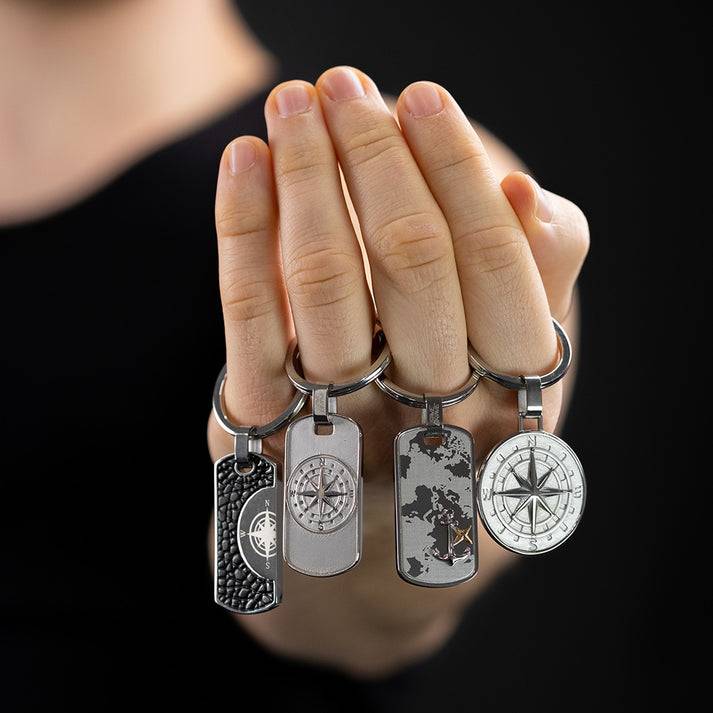 Save Brave Schlüsselanhänger Kompass Mit Stern Silber