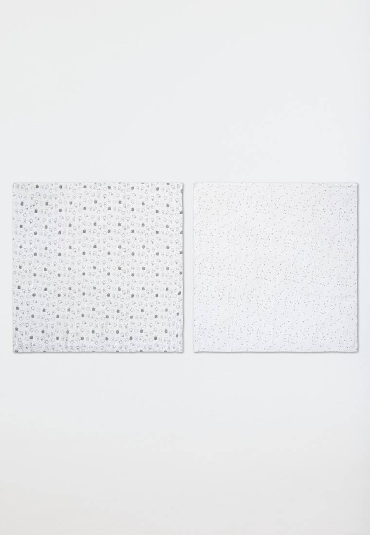 Schiesser Baby-Mulltücher 2er-Pack Weiß/ Hellgrau Meliert - Original Classics