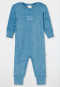 Schiesser Babyanzug lang mit Fuß unisex Frottee Modal Bär hellblau - Natural Love