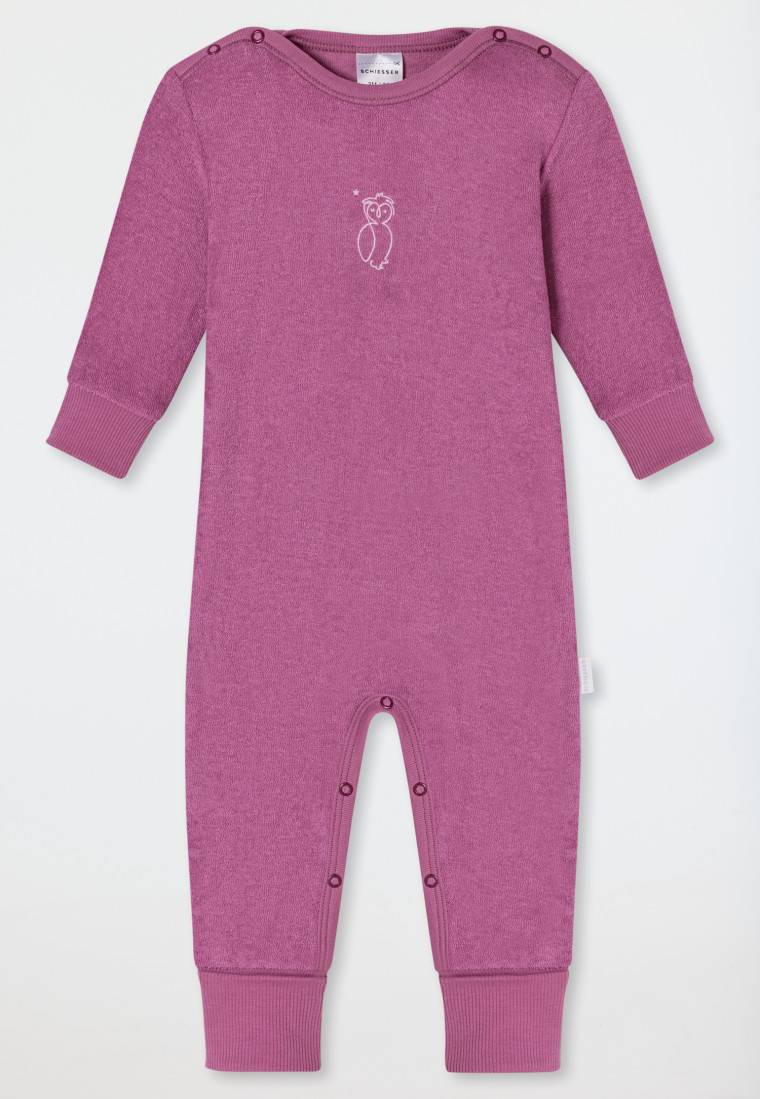 Schiesser Babyanzug Lang Mit Fuß Unisex Frottee Modal Eule Malve - Natural Love