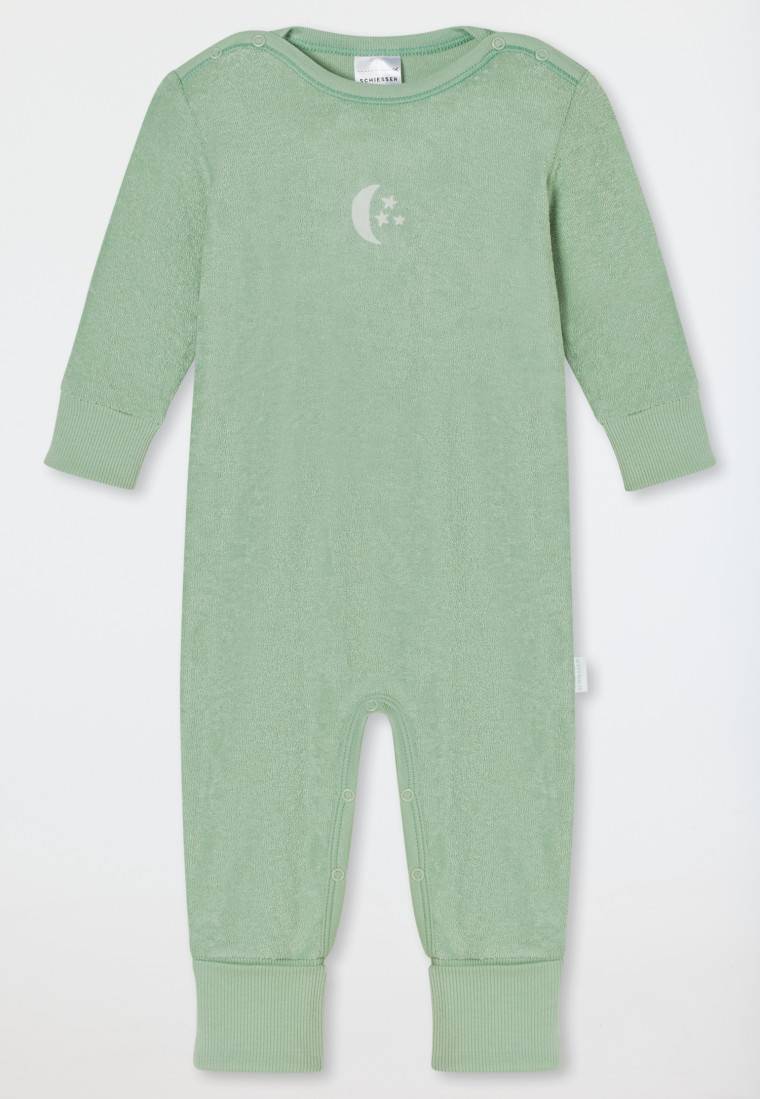 Schiesser Babyanzug Lang Mit Fuß Unisex Frottee Modal Mond Hellgrün - Natural Love