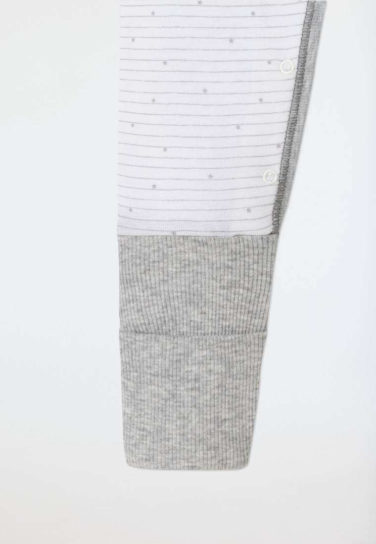 Schiesser Babyanzug Lang Mit Vario Unisex Feinripp Organic Cotton Ringel Weiß/hellgrau - Original Classics