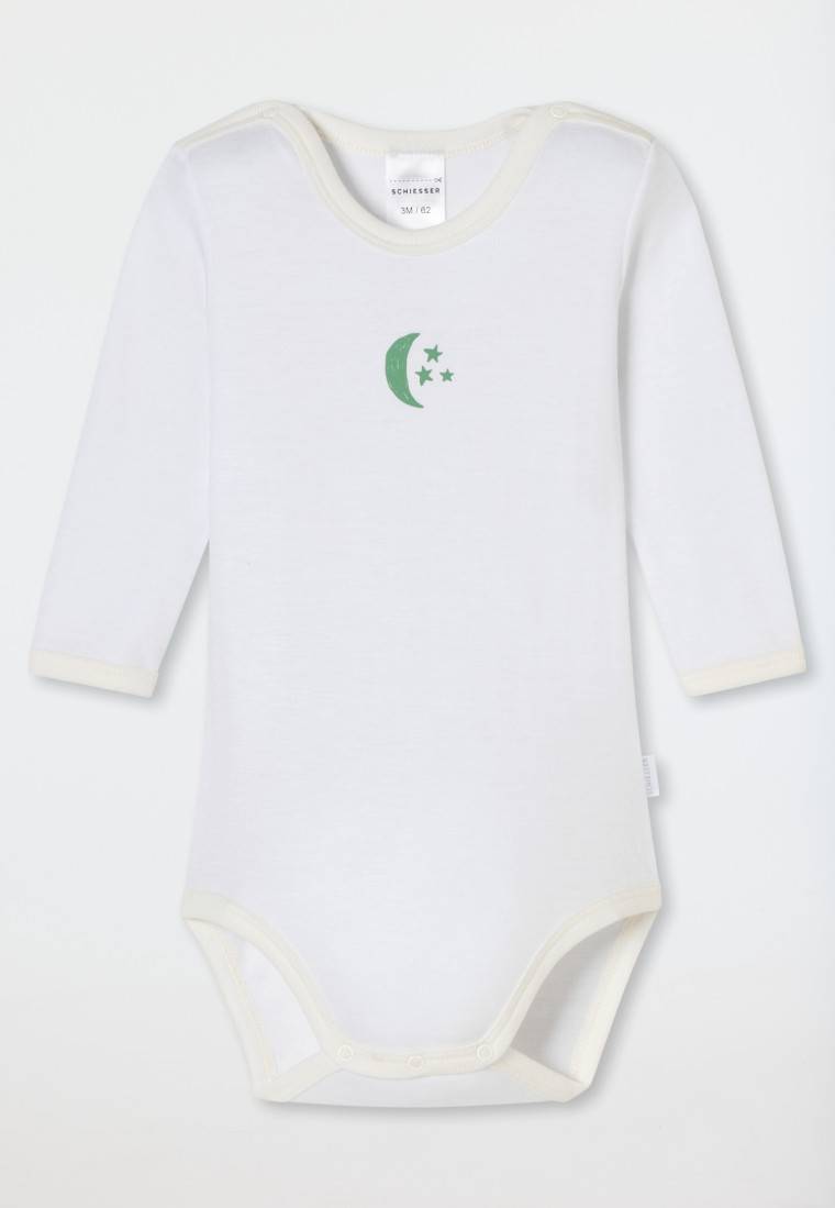 Schiesser Babybody Langarm Unisex Feinripp Modal Mond Sterne Off-white - Natural Love