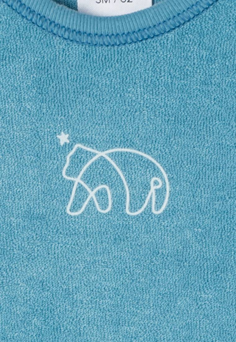 Schiesser Babybody Langarm Unisex Frottee Modal Bär Hellblau - Natural Love