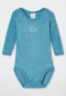 Schiesser Babybody langarm unisex Frottee Modal Bär hellblau - Natural Love