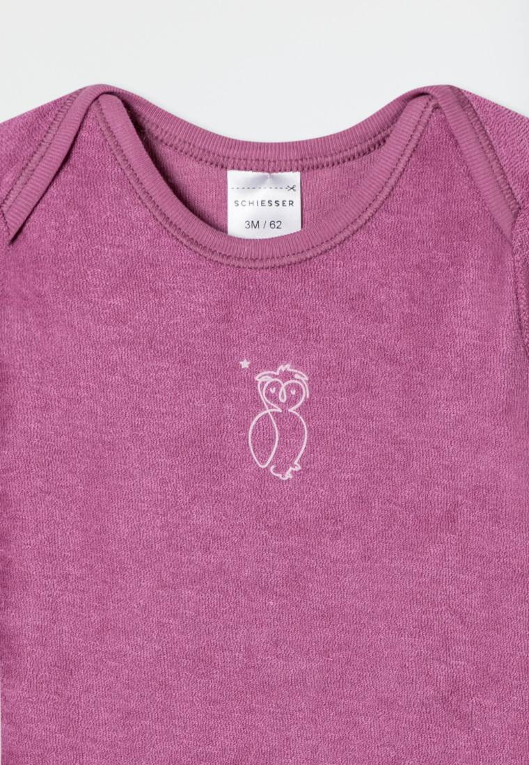 Schiesser Babybody Langarm Unisex Frottee Modal Eule Malve - Natural Love