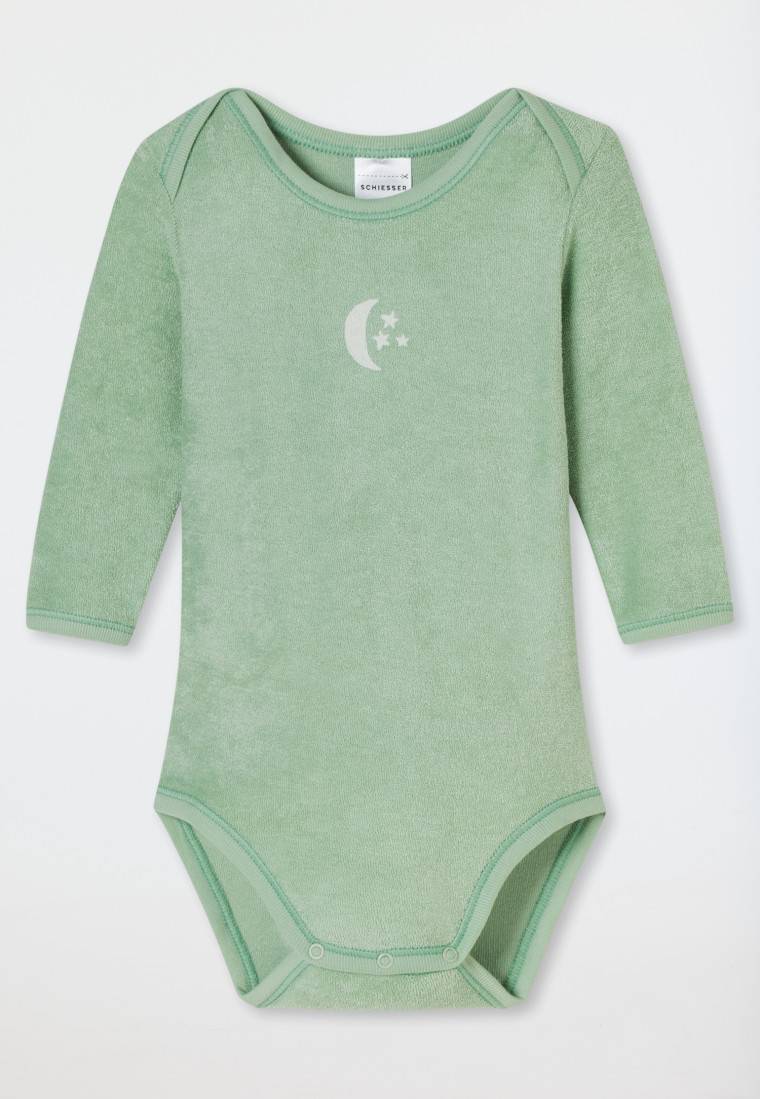 Schiesser Babybody Langarm Unisex Frottee Modal Mond Hellgrün - Natural Love