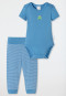 Schiesser Babyset 2-teilig Feinripp Kurzarmbody Hose Frosch blau - Natural Love