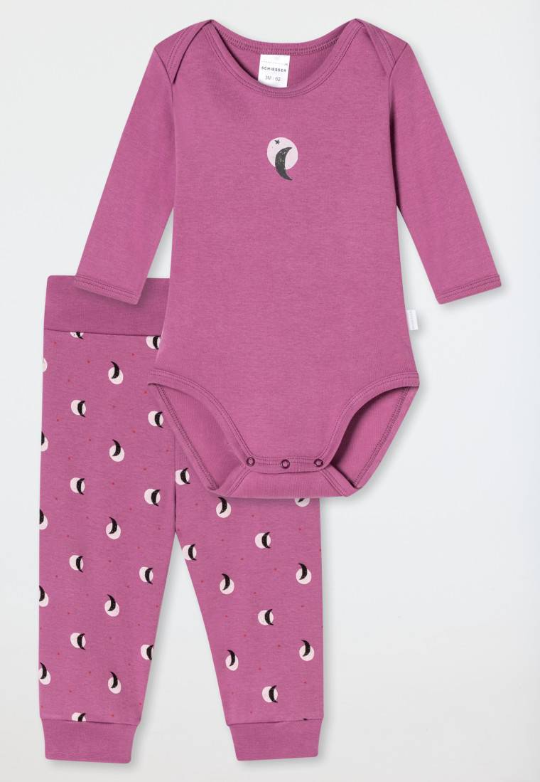 Schiesser Babyset 2-teilig Feinripp Langarmbody Hose Malve - Natural Love