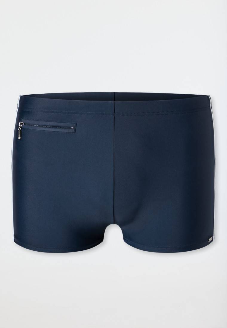 Schiesser Badehose Mit Reißverschluss-Tasche Wirkware Recycelt Feiner Streifen Admiral - Nautical Casual