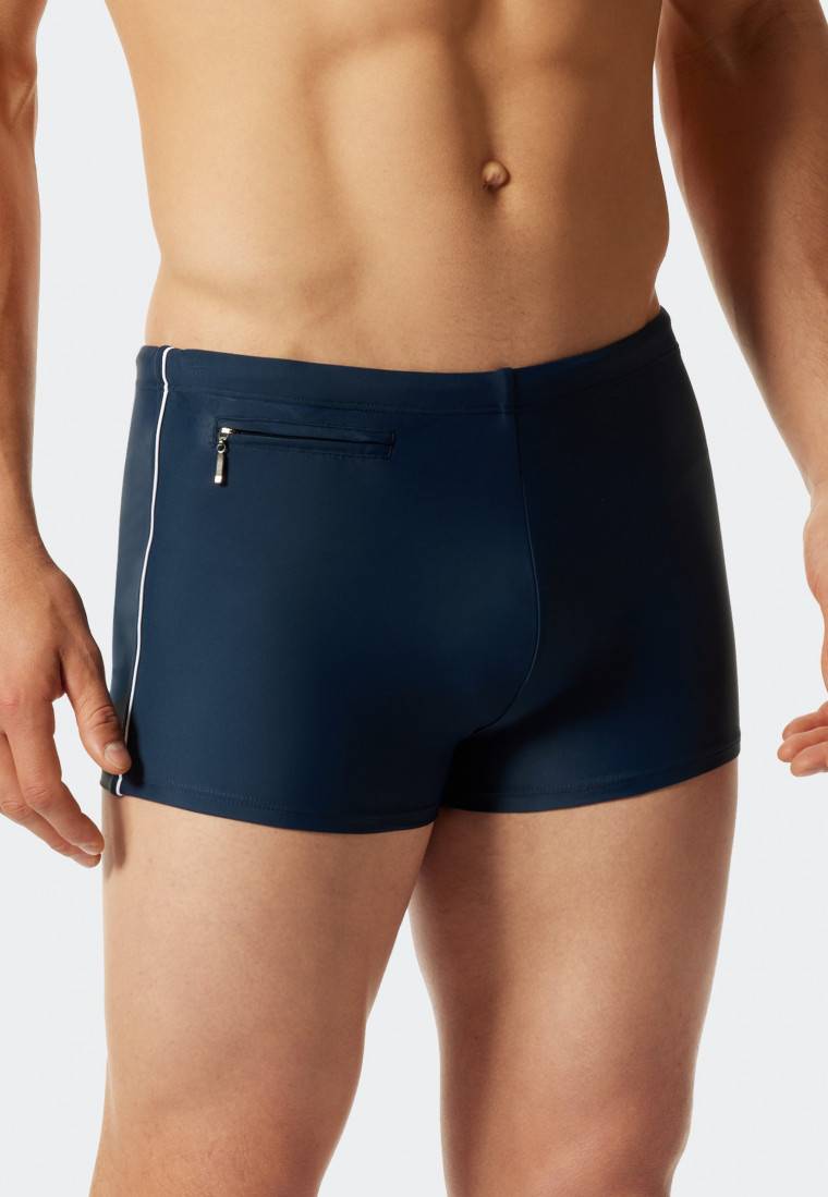 Schiesser Badehose Mit Reißverschluss-Tasche Wirkware Recycelt Feiner Streifen Admiral - Nautical Casual