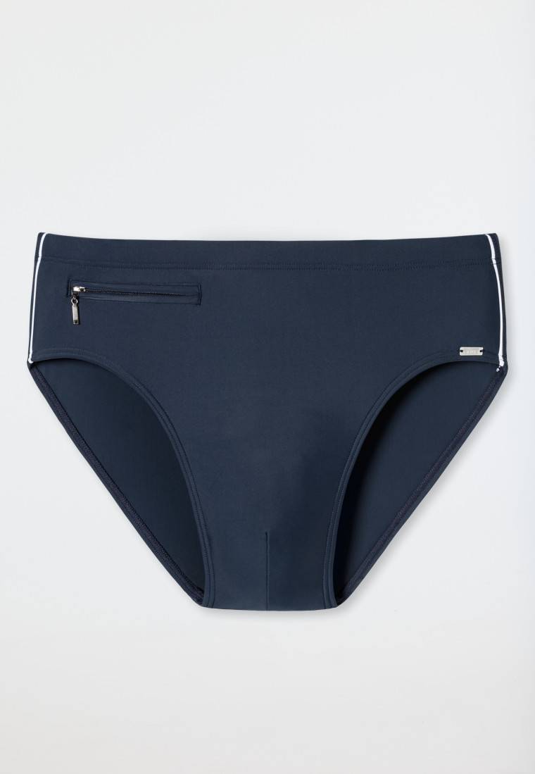 Schiesser Badehose Mit Reißverschluss-Tasche Wirkware Recycelt Feiner Streifen Admiral - Nautical Casual