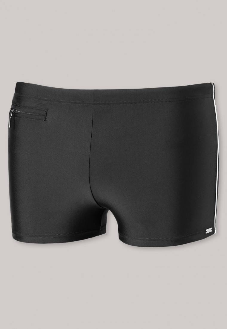 Schiesser Badehose Mit Reißverschluss-Tasche Wirkware Recycelt Feiner Streifen Schwarz - Nautical Casual