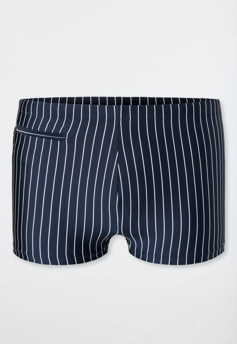 Schiesser Badehose Mit Reißverschlusstasche Wirkware Recycelt Streifen Admiral - Nautical Casual